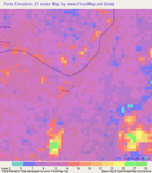 Perla,Costa Rica Elevation Map