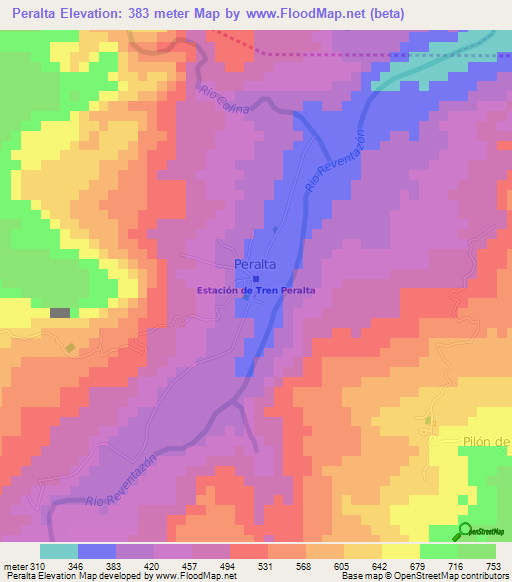 Peralta,Costa Rica Elevation Map