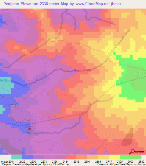 Penjamo,Costa Rica Elevation Map