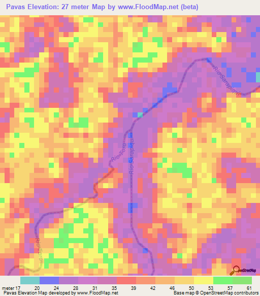 Pavas,Costa Rica Elevation Map