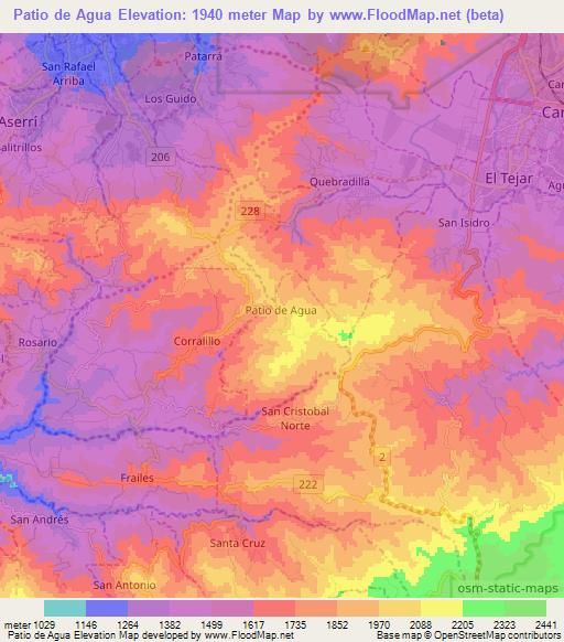 Patio de Agua,Costa Rica Elevation Map
