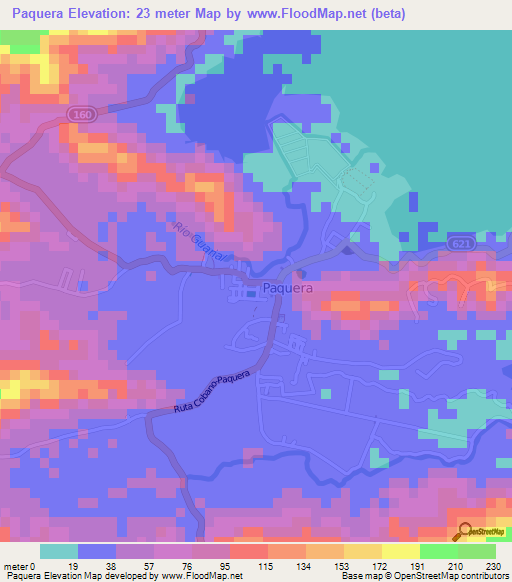 Paquera,Costa Rica Elevation Map