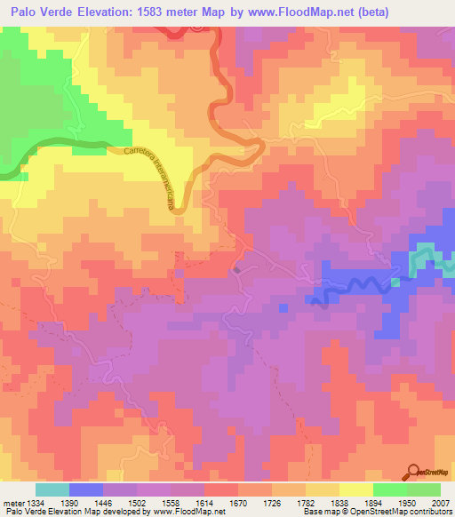 Palo Verde,Costa Rica Elevation Map