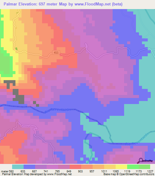 Palmar,Costa Rica Elevation Map