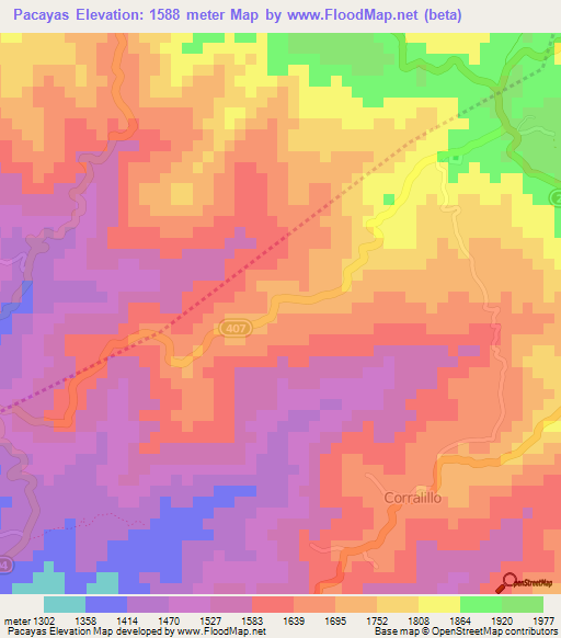 Pacayas,Costa Rica Elevation Map