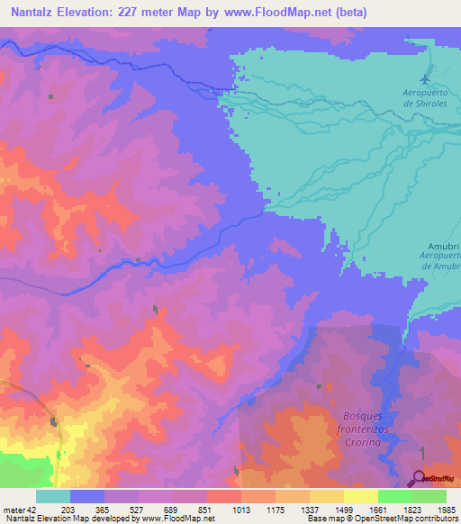 Nantalz,Costa Rica Elevation Map
