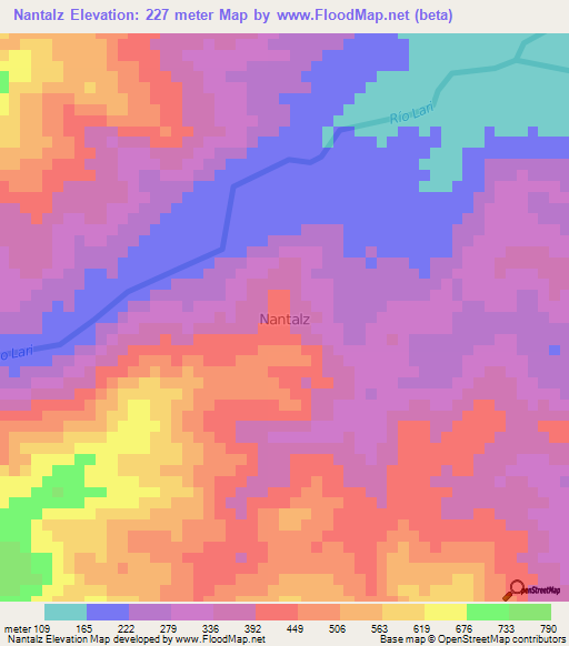 Nantalz,Costa Rica Elevation Map