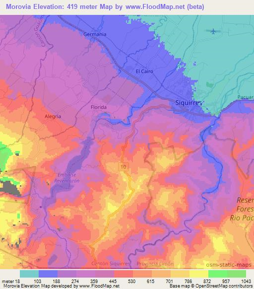 Morovia,Costa Rica Elevation Map