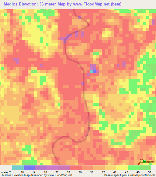 Medios,Costa Rica Elevation Map