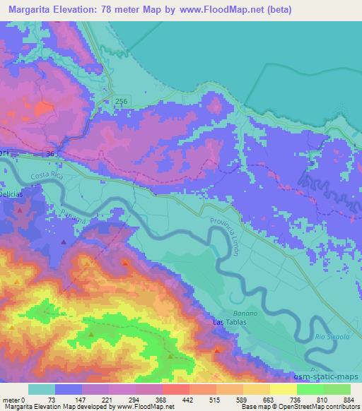 Margarita,Costa Rica Elevation Map