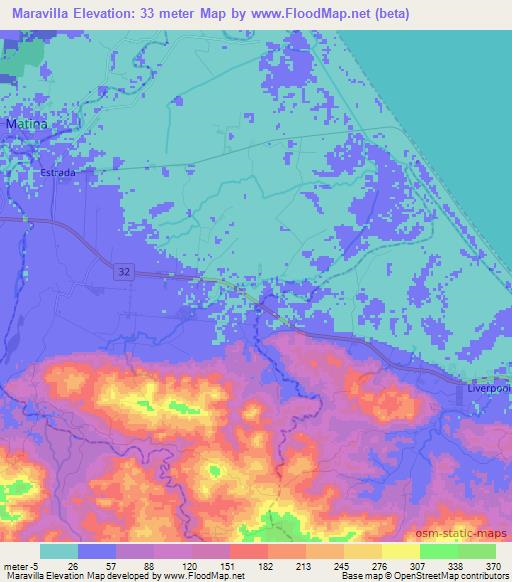 Maravilla,Costa Rica Elevation Map