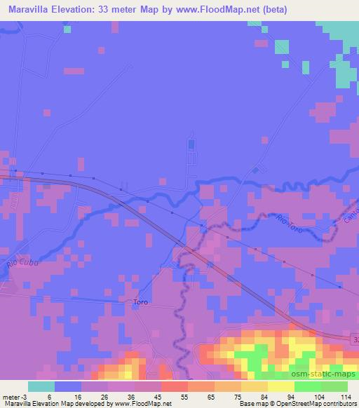 Maravilla,Costa Rica Elevation Map