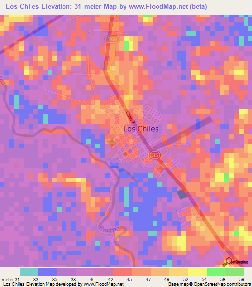 Los Chiles,Costa Rica Elevation Map