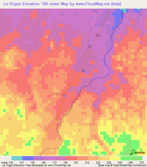 La Virgen,Costa Rica Elevation Map