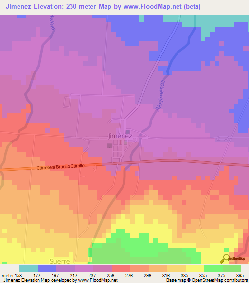 Jimenez,Costa Rica Elevation Map