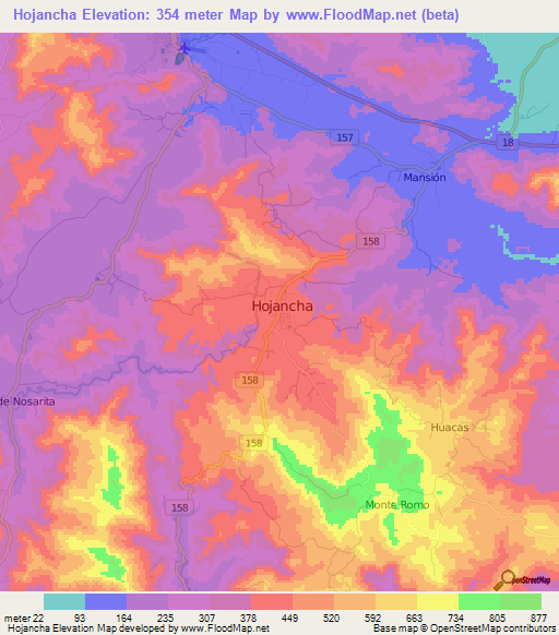 Hojancha,Costa Rica Elevation Map