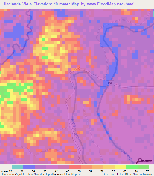 Hacienda Vieja,Costa Rica Elevation Map