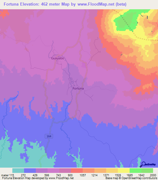 Fortuna,Costa Rica Elevation Map
