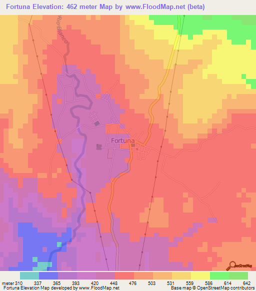 Fortuna,Costa Rica Elevation Map
