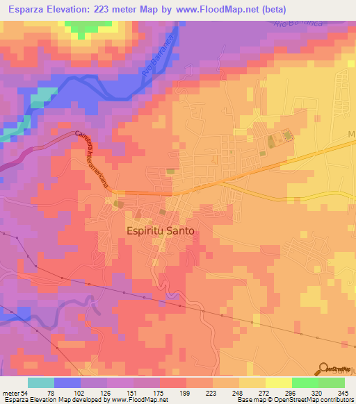 Esparza,Costa Rica Elevation Map