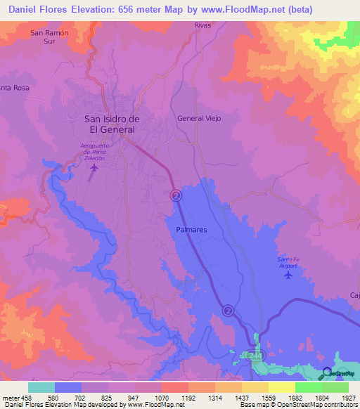 Daniel Flores,Costa Rica Elevation Map