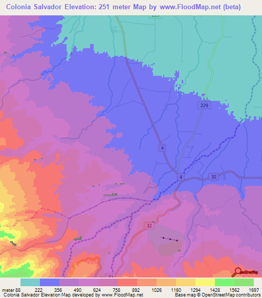 Colonia Salvador,Costa Rica Elevation Map