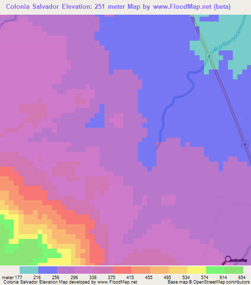 Colonia Salvador,Costa Rica Elevation Map