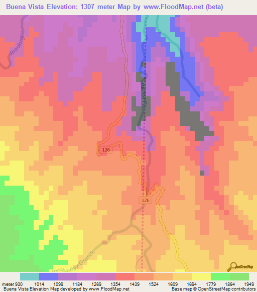 Buena Vista,Costa Rica Elevation Map