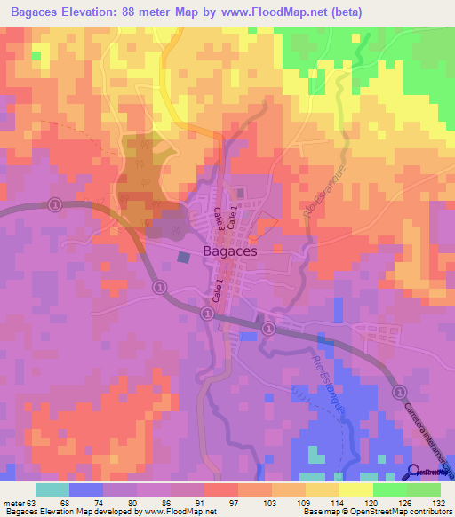 Bagaces,Costa Rica Elevation Map