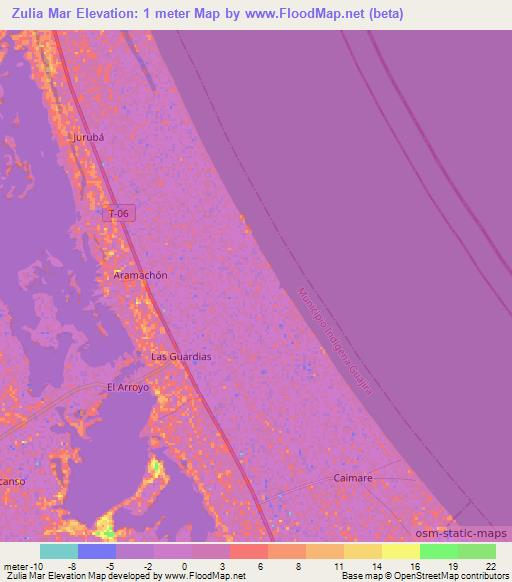Zulia Mar,Venezuela Elevation Map