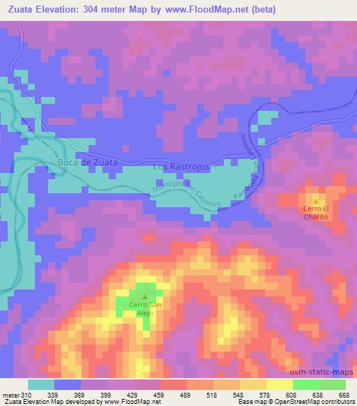 Zuata,Venezuela Elevation Map