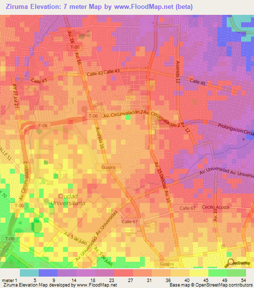 Ziruma,Venezuela Elevation Map