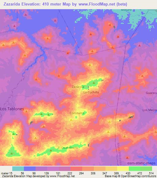 Zazarida,Venezuela Elevation Map