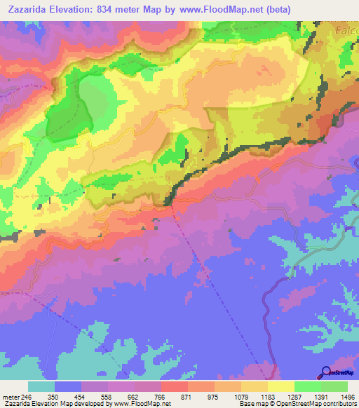 Zazarida,Venezuela Elevation Map