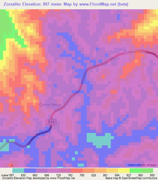 Zorzalito,Venezuela Elevation Map
