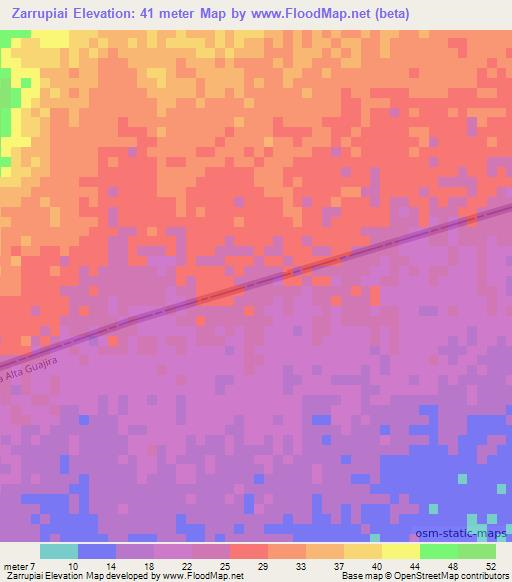 Zarrupiai,Venezuela Elevation Map