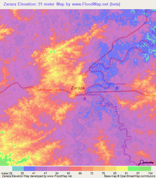 Zaraza,Venezuela Elevation Map