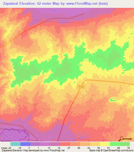 Zapateral,Venezuela Elevation Map