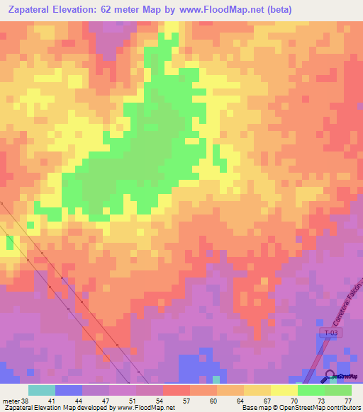 Zapateral,Venezuela Elevation Map