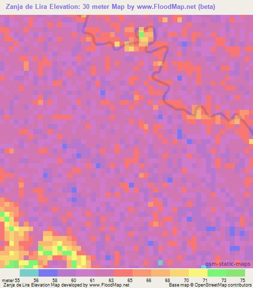 Zanja de Lira,Venezuela Elevation Map