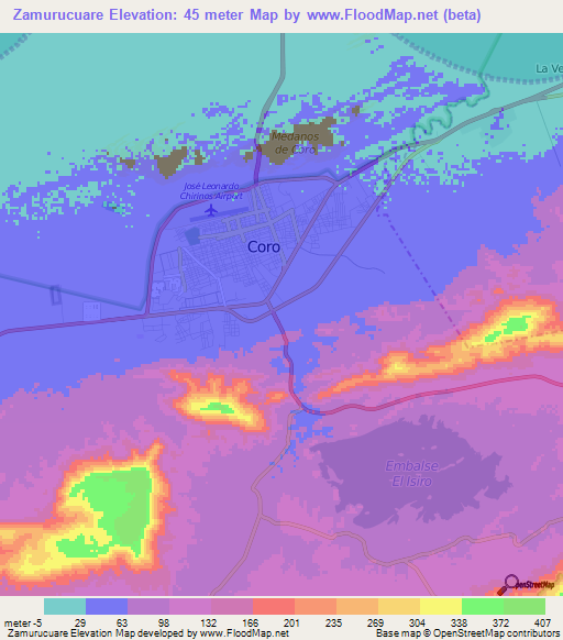 Zamurucuare,Venezuela Elevation Map