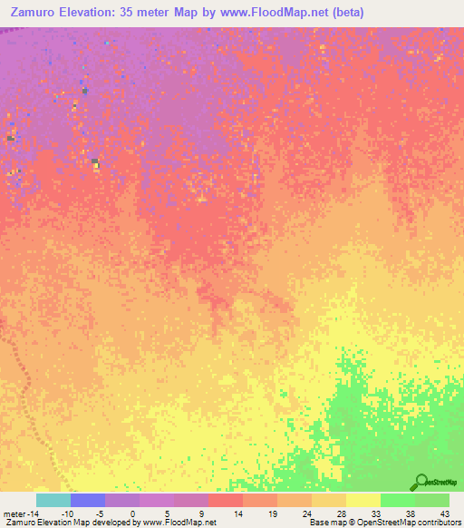 Zamuro,Venezuela Elevation Map