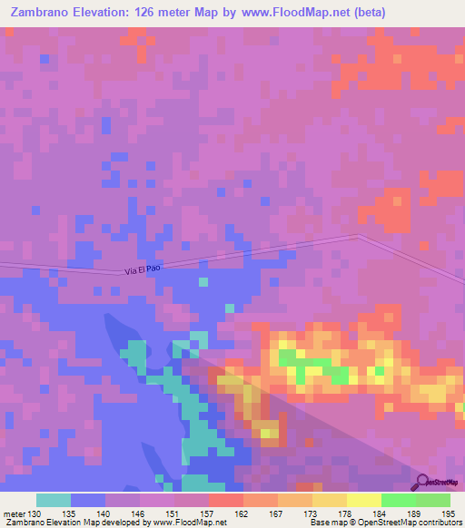 Zambrano,Venezuela Elevation Map