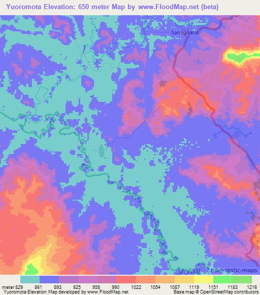 Yuoromota,Venezuela Elevation Map