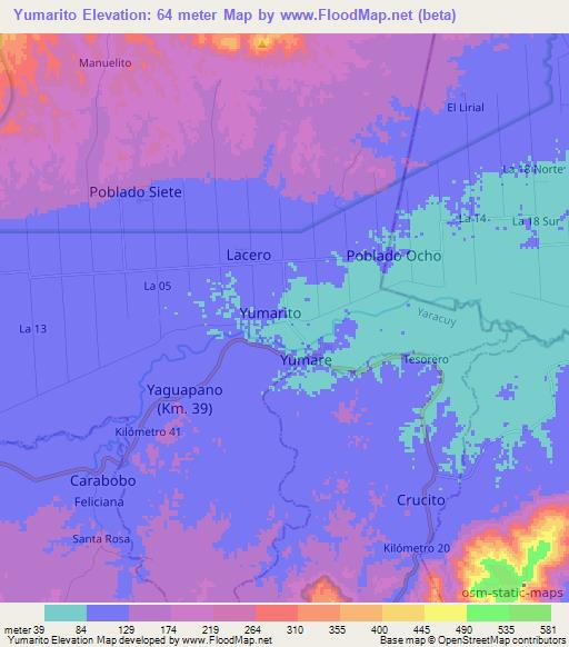 Yumarito,Venezuela Elevation Map