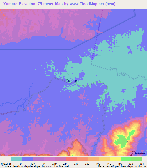 Yumare,Venezuela Elevation Map