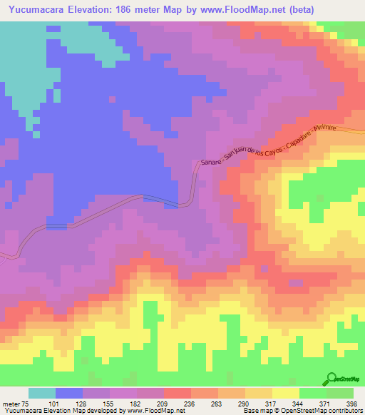 Yucumacara,Venezuela Elevation Map