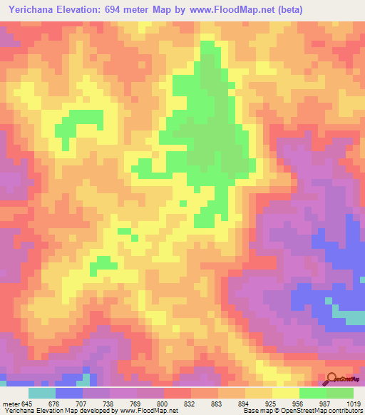 Yerichana,Venezuela Elevation Map