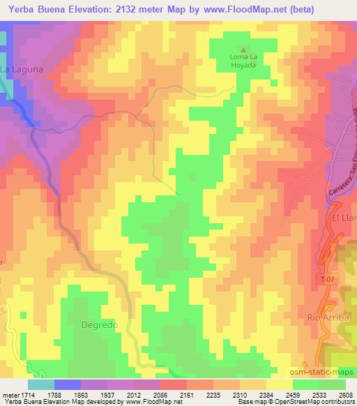 Yerba Buena,Venezuela Elevation Map