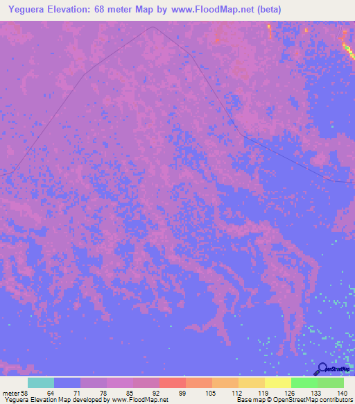 Yeguera,Venezuela Elevation Map